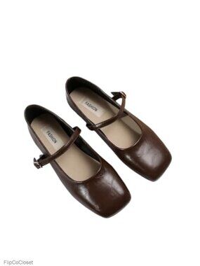 Faux Leather Closed Toe Slip On Ballet Flats Square Toe Dressy Slide Shoes